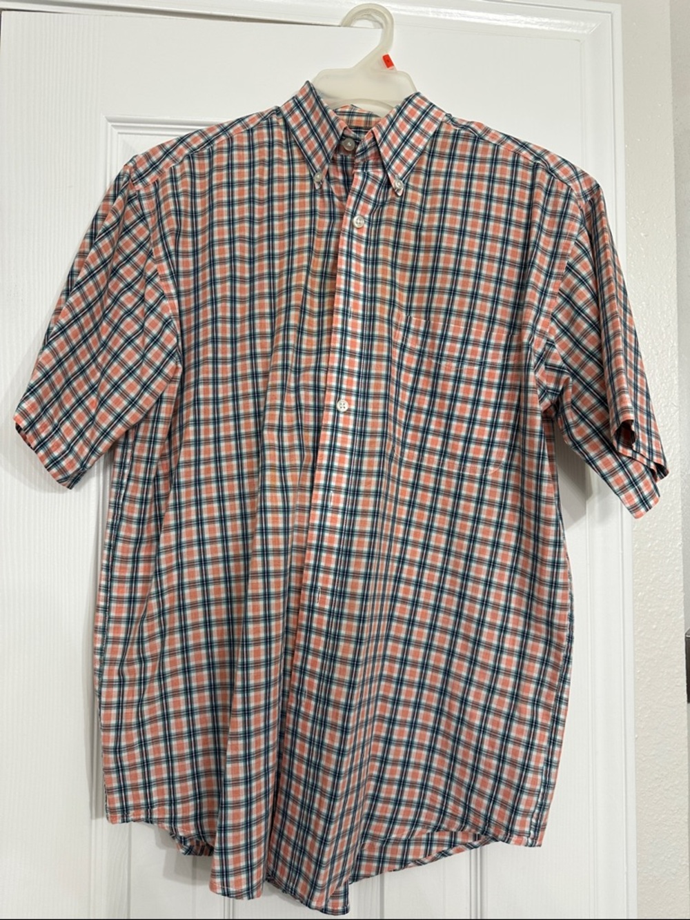 Wrangler Riata Short-Sleeve Plaid Button-Down Shirt - Coral & Teal